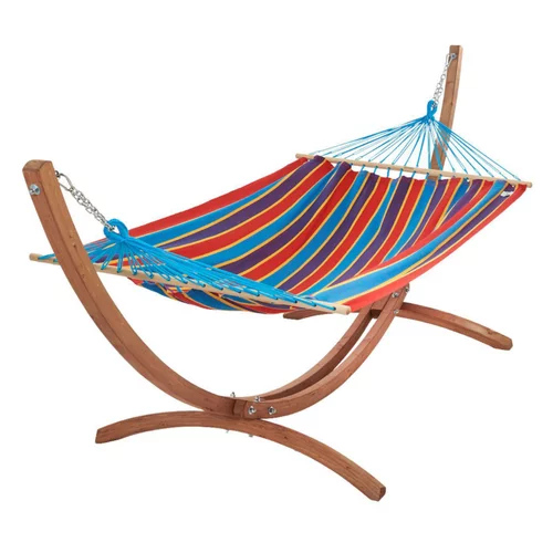 Set support et hamac EsKapade coloris multicolore Canoa en bois et polypropylène Jobek Hamacs - 323 x 125 x 128 cm