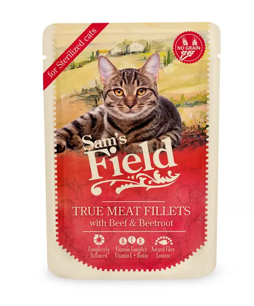 Pâtée pour chat stérilisé en sachet au bœuf et à la betterave Sam's Field - 85 g