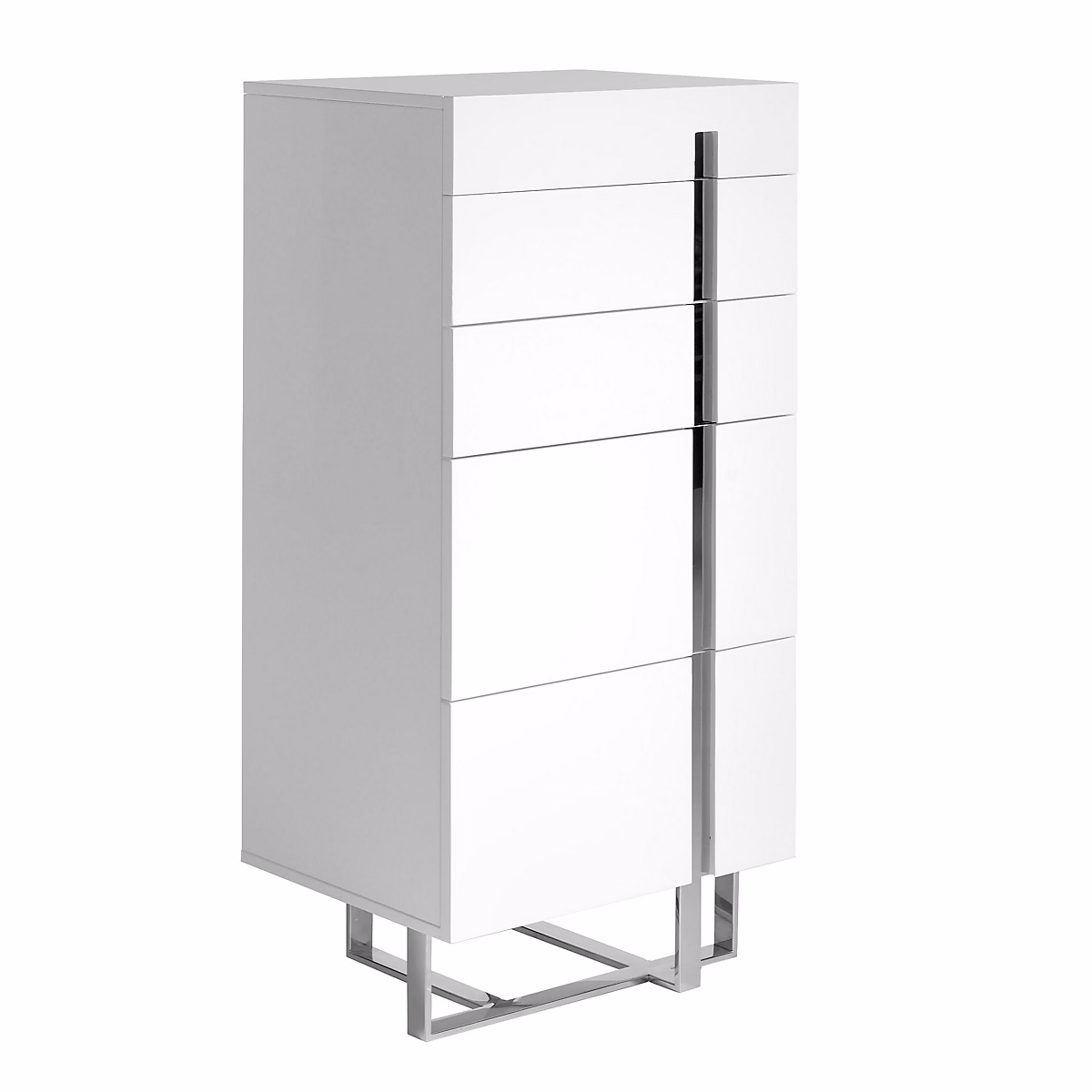 Meuble – Chiffonnier bois blanc et acier chromé