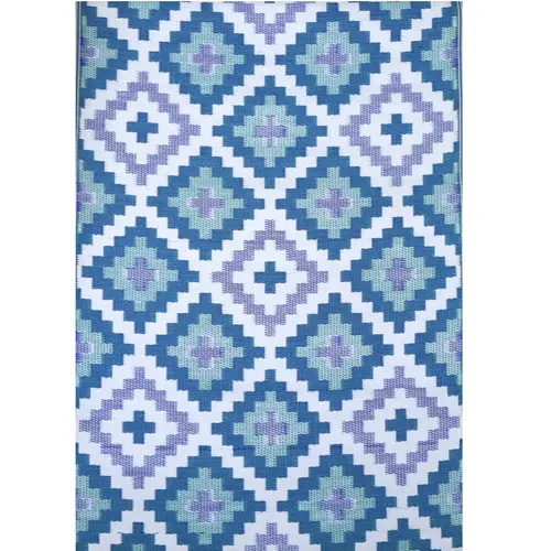 Tapis d'extérieur en polypropylène recyclé bleu Piscine