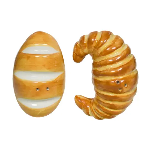 Ensemble salière et poivrière Petit Déj’ croissant et baguette - 6 x 3,5 x 9 cm