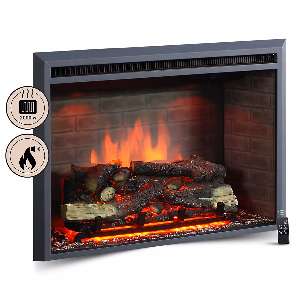 Cheminée électrique BALDERIA Calida 30 – Cheminée encastrable, Noir