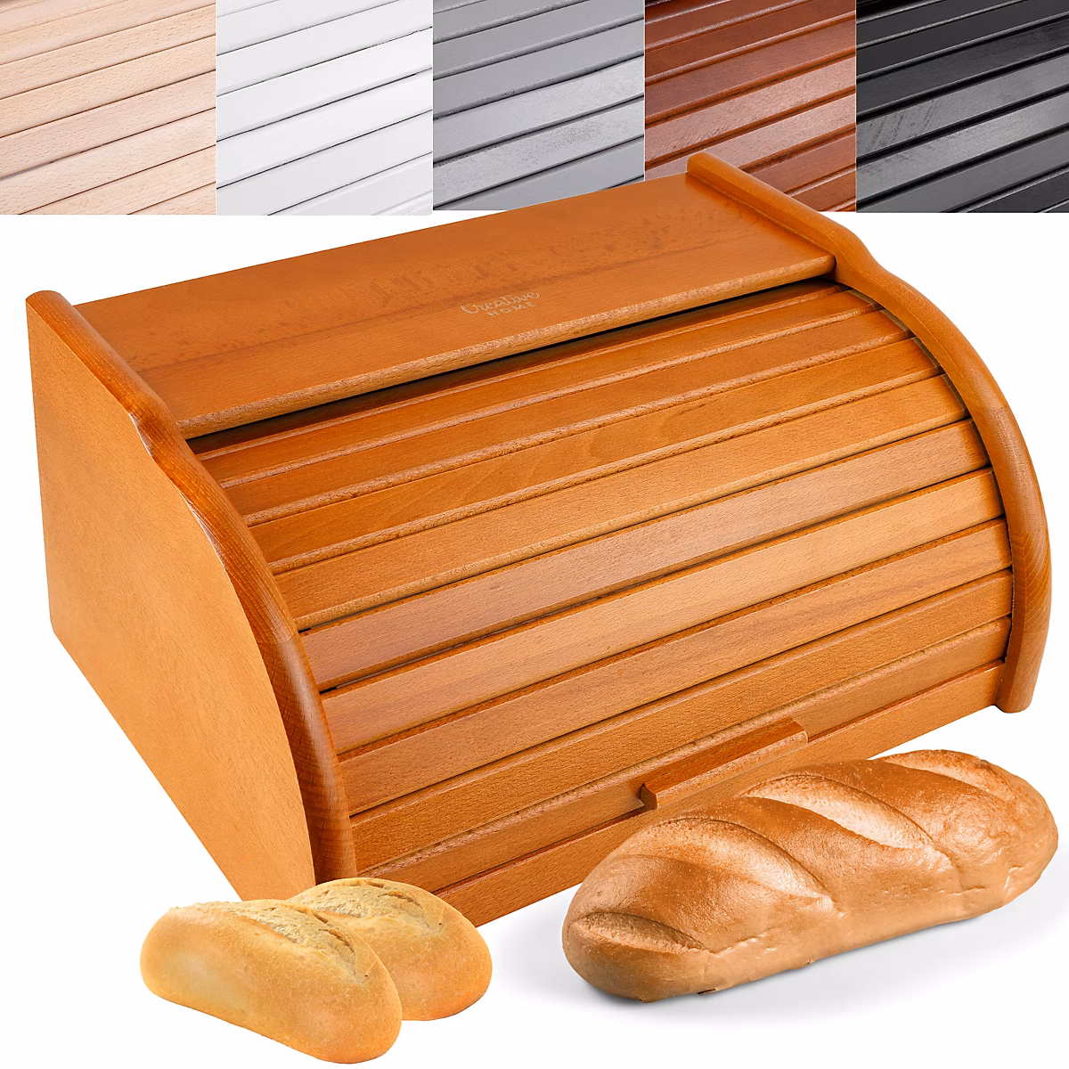Creative Home Boîte à Pain Aulne – 38 x 28, 5 x 17, 5 cm (+/, 1 cm), Boite a Pain Bois, Huche à Pain, Boite en Bois