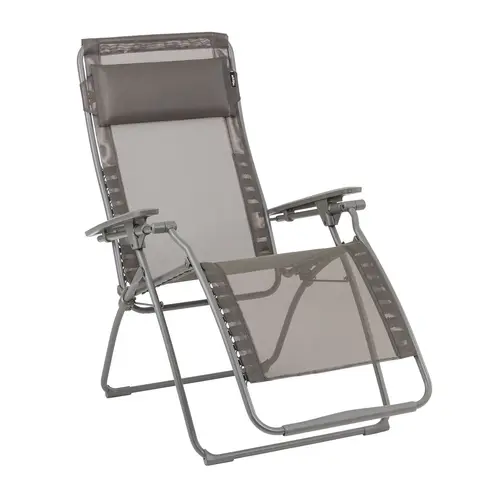 Fauteuil relax en tube acier titane et toile Batyline Graphite Lafuma Futura - 71 x 83 x 113 cm