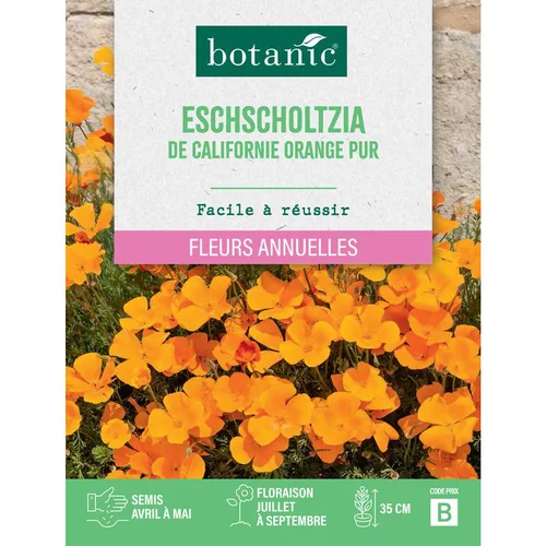 Graines de fleurs de Pavot ou Eschscholtzia de californie orange pur botanic®