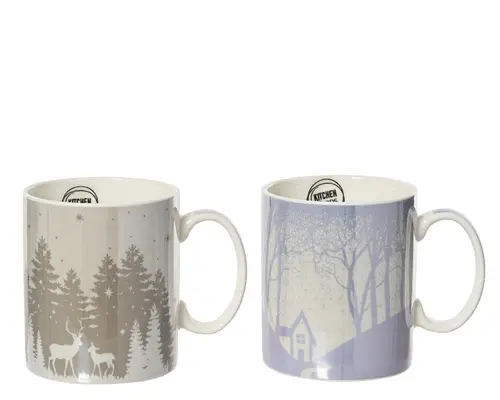 Mug en porcelaine colorée motif Forêt - Ø 8,7 x H 10 cm