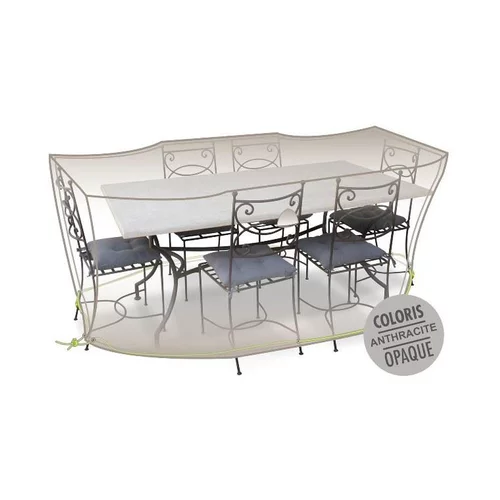Housse table rectangulaire + chaises 6-8 pers. de coloris anthracite