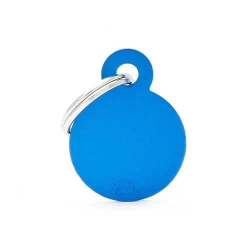 Médaille basic petit cercle pour chien en aluminium bleu