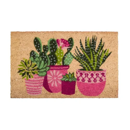 Tapis brosse coco imprimé cactus vertose Sweetsol - 75 x 45 cm