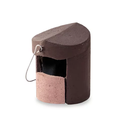 Nichoir pour rouges-gorges ou gobe-mouches gris en béton de bois coloris marron Schwegler