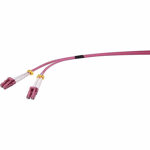 Câble fibre optique duplex LC mâle vers LC mâle 50/125 µm OM3 1 – 00 m, rouge pourpre.