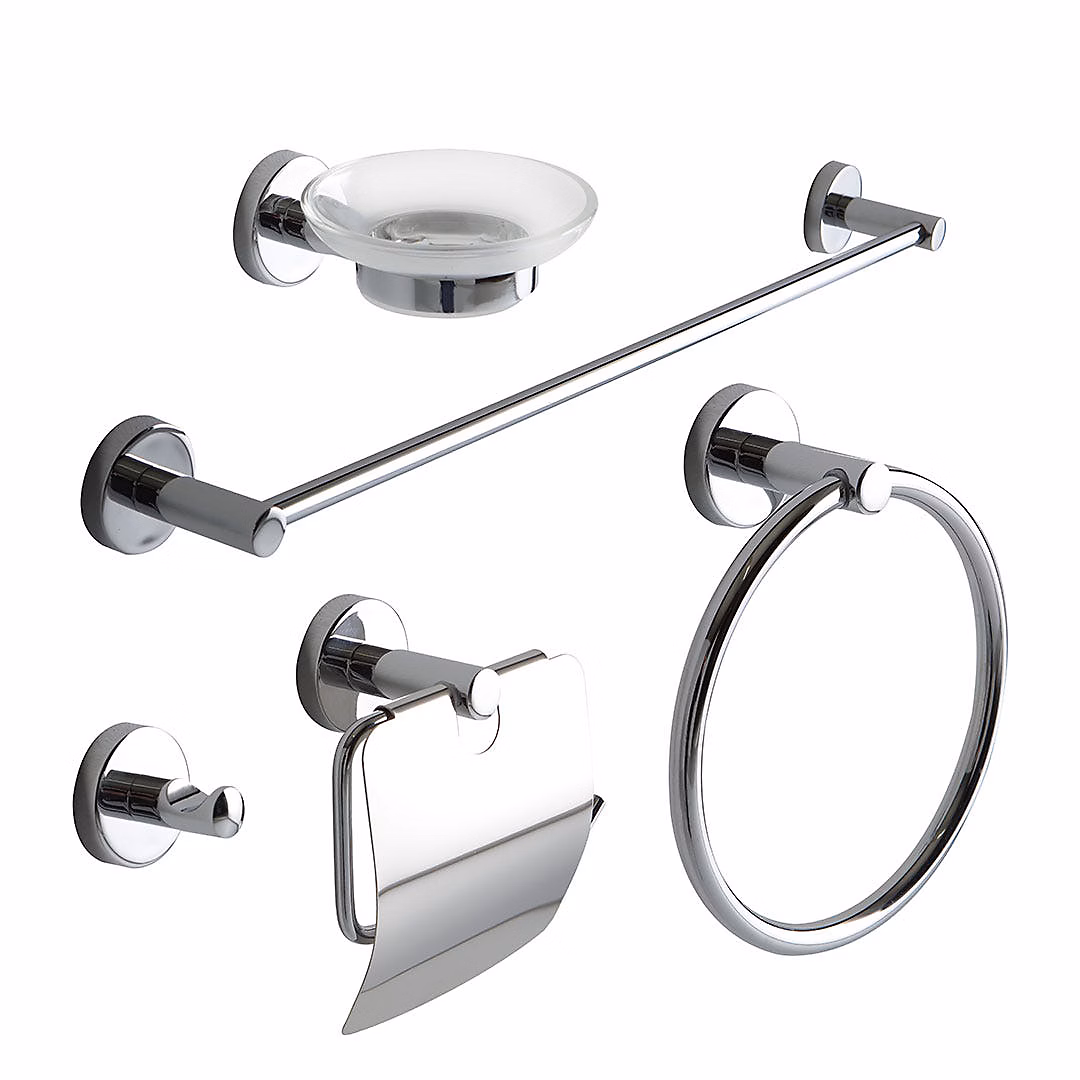 Ensemble D'accessoires Chromés Pour Salle De Bain Avec Installation Murale – Necessary
