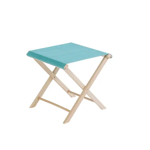 Tabouret pliant coloris bleu en coton - 43 x 43 x 42 cm