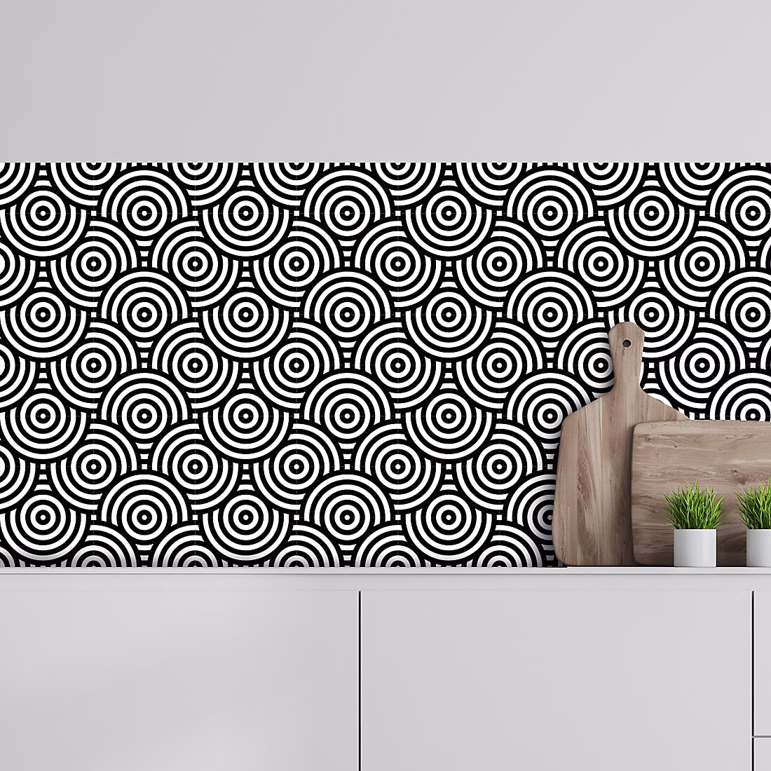 Crédence adhésive design motifs cercles 40 × 100 cm