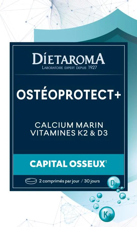 Complément alimentaire calcium marin K2 & D3 osteoprotect+ capital osseux Dietaroma - 60 comprimés