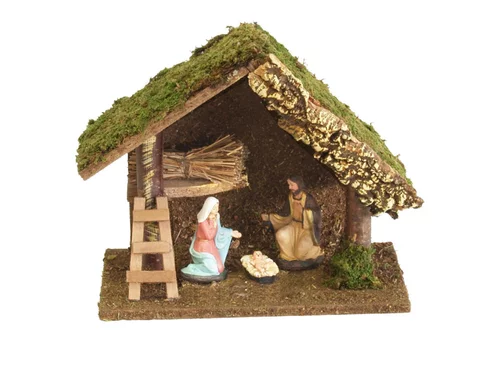 Crèche avec 3 santons - 26 cm