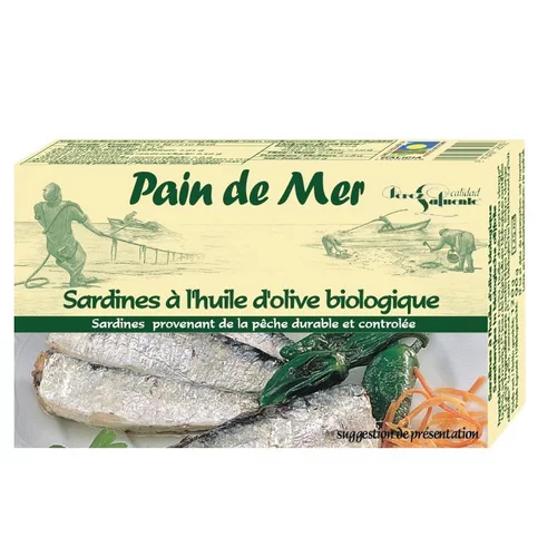 Sardines à l’huile d’olive biologique Pain de mer - 120 g