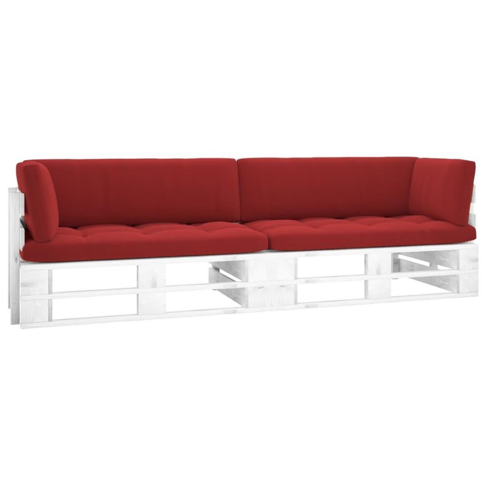 VIDAXL Canape palette 2 places avec coussins pin impregne de blanc – Aménagement du jardin