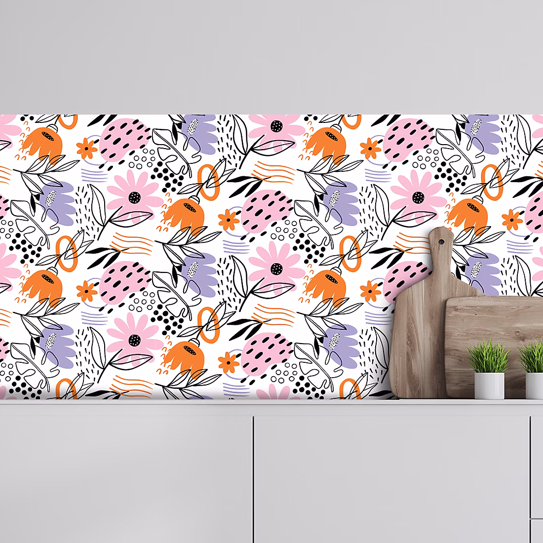 Crédence adhésive déco florale 40 × 100 cm
