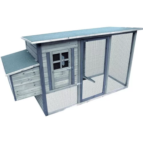 Poulailler avec enclos en bois traité Flamingo Palacio modèle Cottage - L 200 x l 76 x H 104 cm