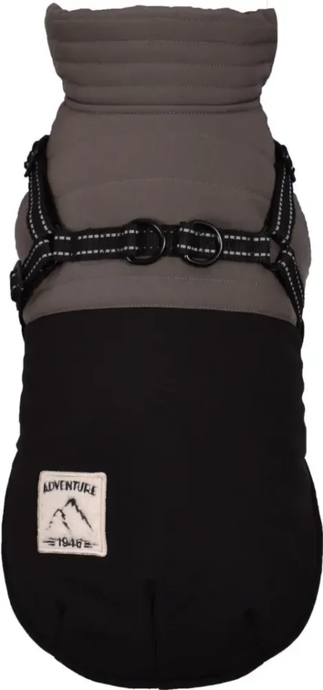 Manteau pour chien coloris noir avec harnais et sangle réfléchissante Bobby Tour - Taille 60XL