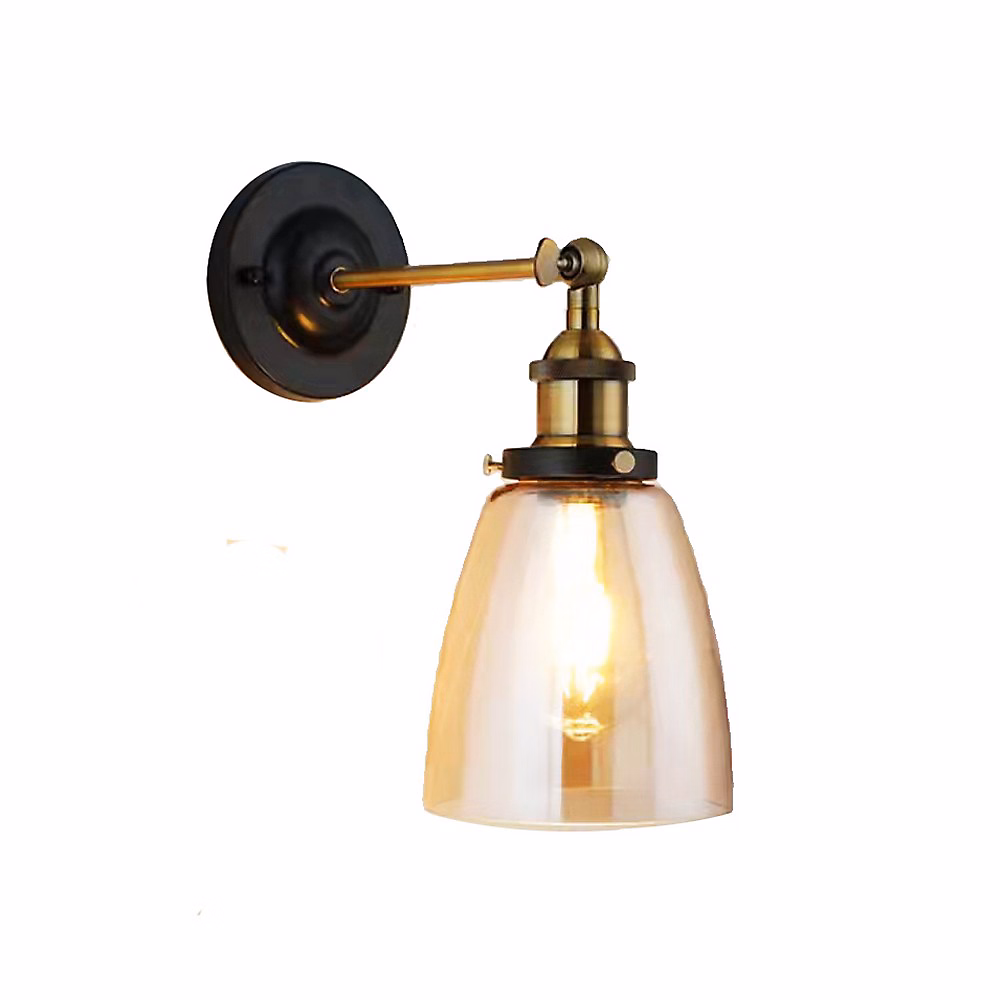 Applique Murale Abat | Jour En Verre – Vintage Style Industrielle Ampoule E27 Lamp Loft Bar Cuisine