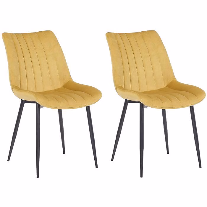 CLP | Chaises de salle à manger Rahden en Velours avec Piètement en métal noir – Array – lot de 2