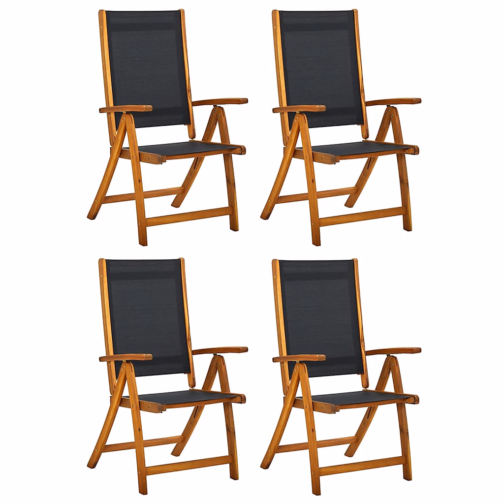 Salon et mobilier de jardin – Chaises pliantes 4 pièces en bois massif d'acacia et textilène vidaXL
