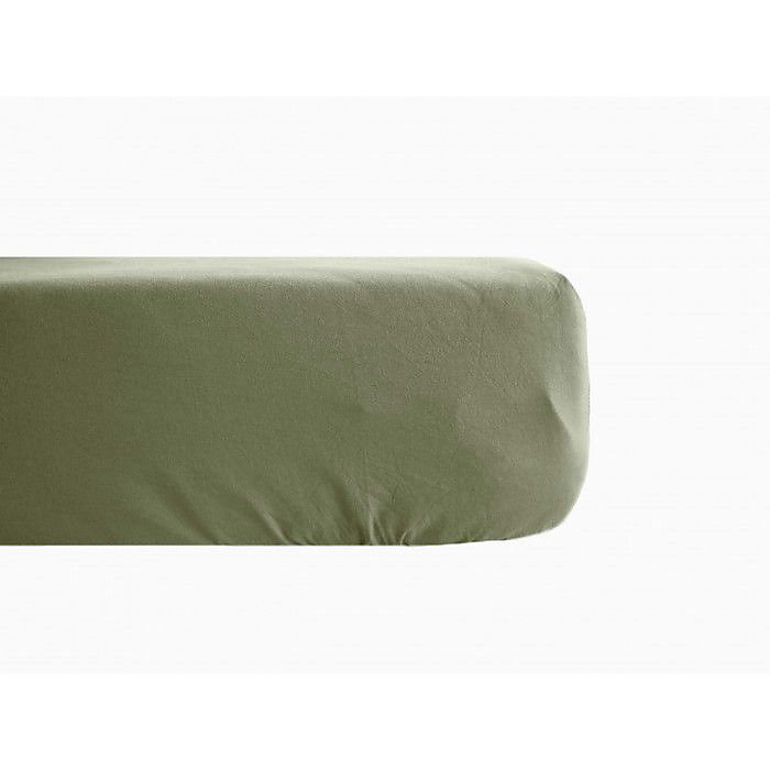 Drap housse Palace pur coton teint lavé 63 fils/cm² Vent du sud – 160x200, Palace Sauge