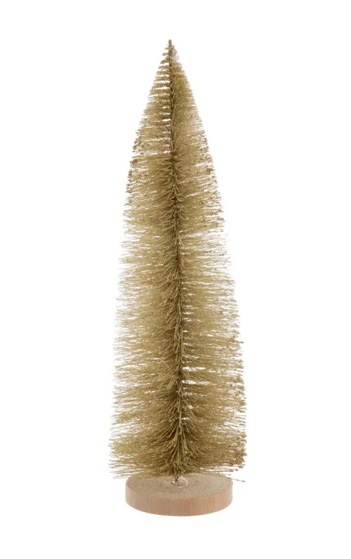Arbre décoratif de Noël coloris jaune en polyéthylène - 25 cm