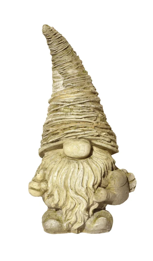 Statue Nain des bois en pierre reconstituée ton vieilli Haire Grandon - 17 x 13 x 31 cm