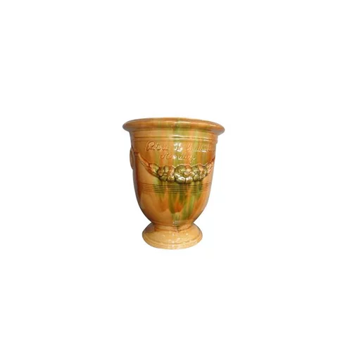 Vase Anduze flammé en terre cuite émaillée H 28 x Ø 32 cm