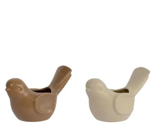 Cache-pot forme oiseau en porcelaine - 19 x 9 x 11,5 cm