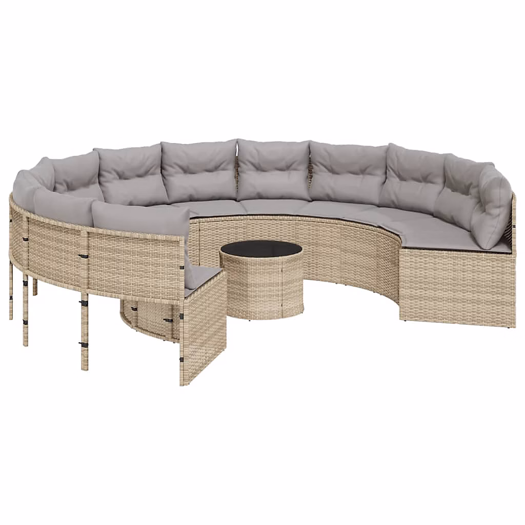 Canapé de jardin avec table coussins rond beige résine tressée vidaXL – Réf. CIYPLHAQQ7560129425