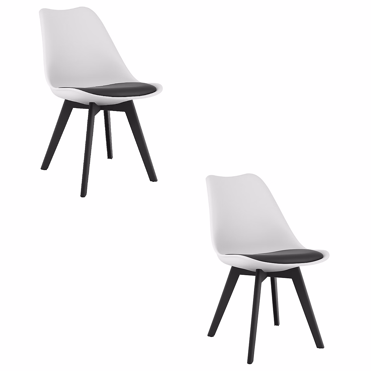 Chaise VALORA RIXK | Design ergonomique intemporel – noir et blanc x 2