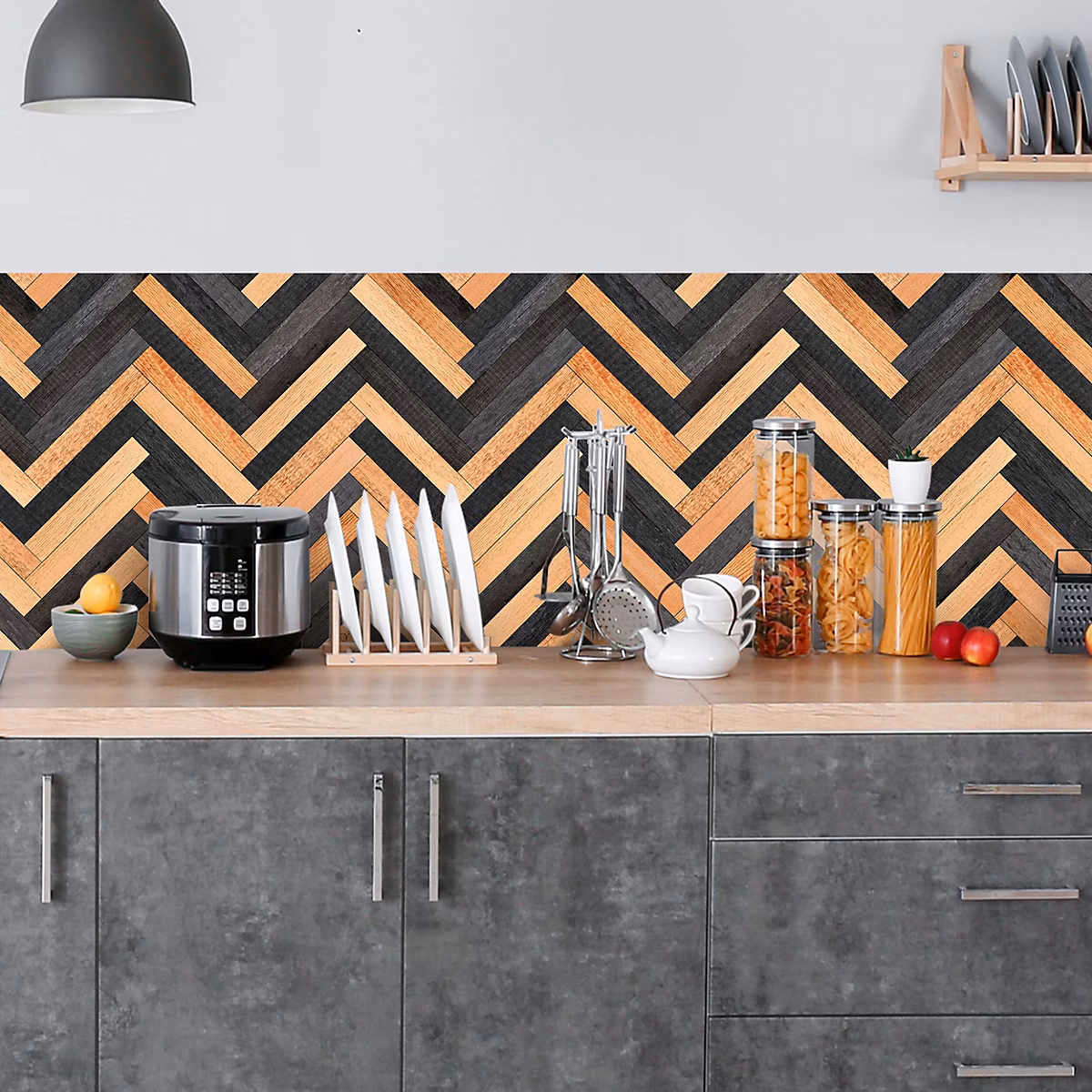 Crédence adhésive effet parquet bois 003 50 × 100cm