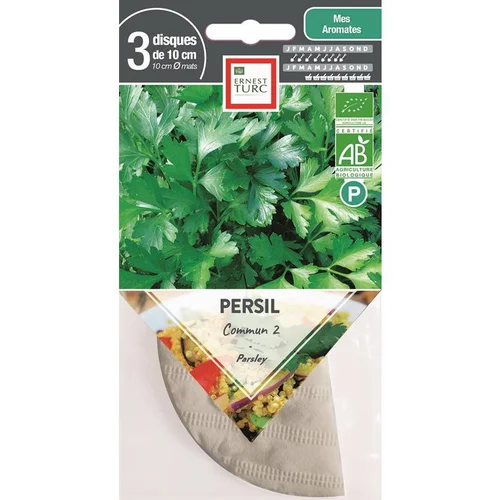 Graines présemées de Persil commun bio Ernest Turc - 3 ronds de 10 cm