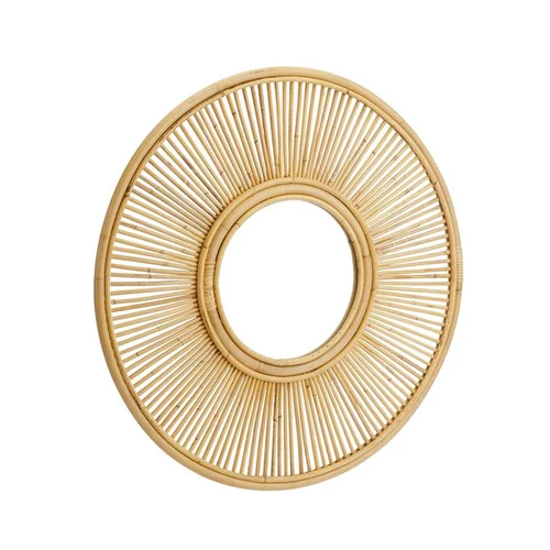 Miroir rond coloris bois en rotin - Ø 70 cm