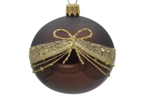 Suspension boule décorative Nature coloris marron en verre - Ø 7 cm