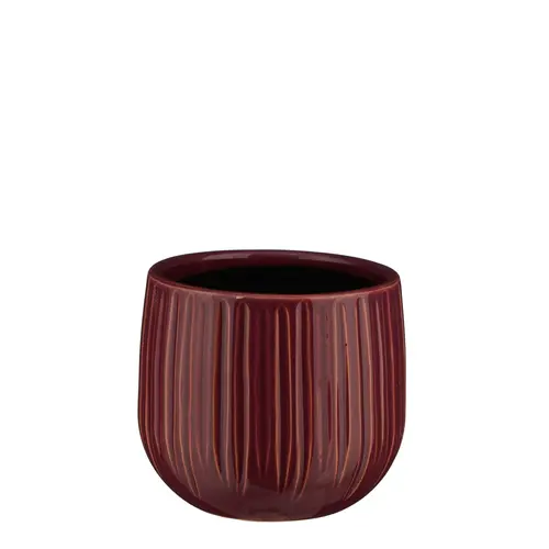 Pot rond cannelé coloris violet Pablo - 12 x Ø 14 cm
