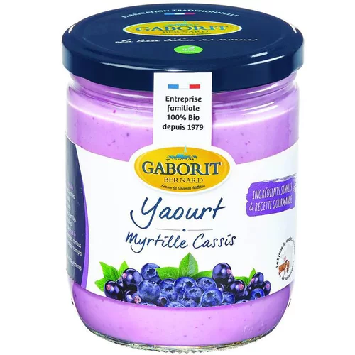 Yaourt gourmand myrtille cassis bio Gaborit – 400 g