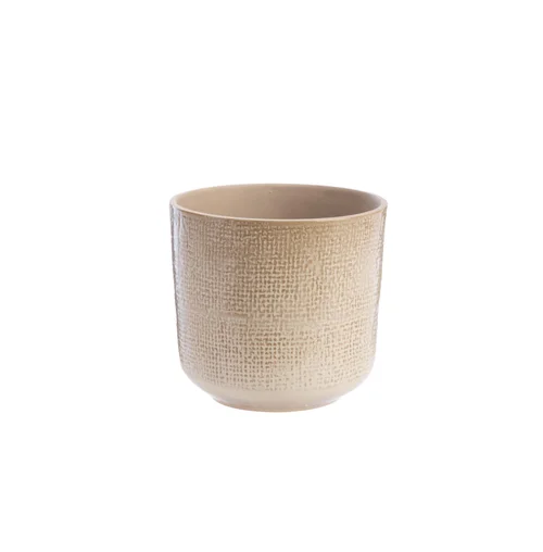 Cache-pot en céramique coloris jute crème Sandstone – 16,5 x 16 cm