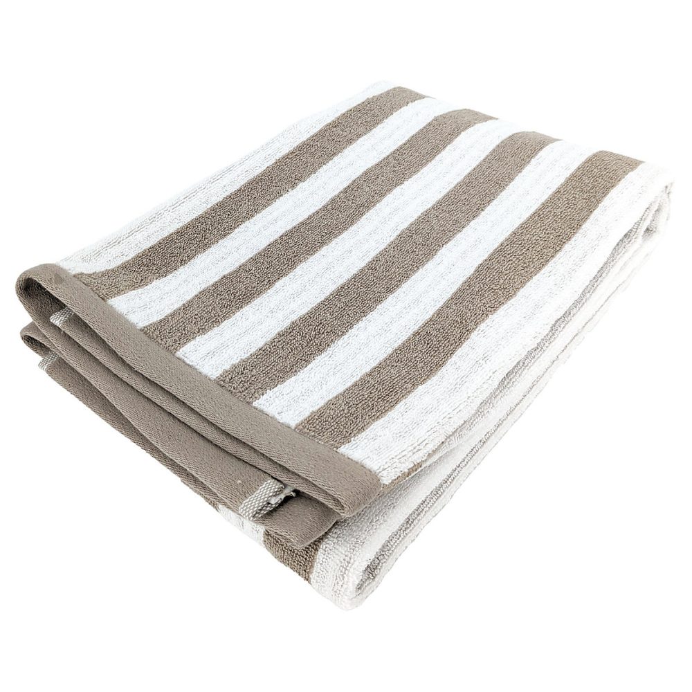 Drap de douche 70 × 140 cm coton collection EFFICIENCE STRIPES marron roble