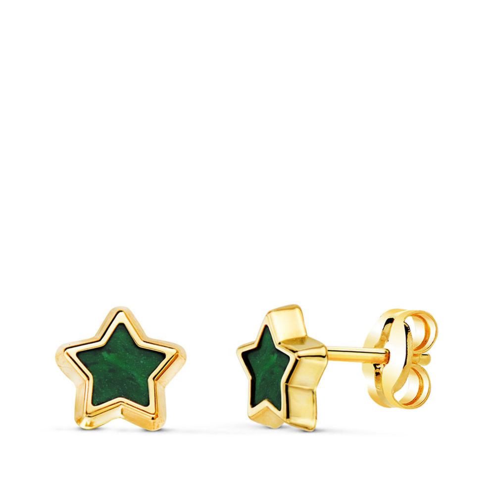 L'ATELIER D'AZUR Boucles d'Oreilles Or 18 Carats 750 Jaune et Malachite – 7mm Jaune – KMxDCWjBzeNh
