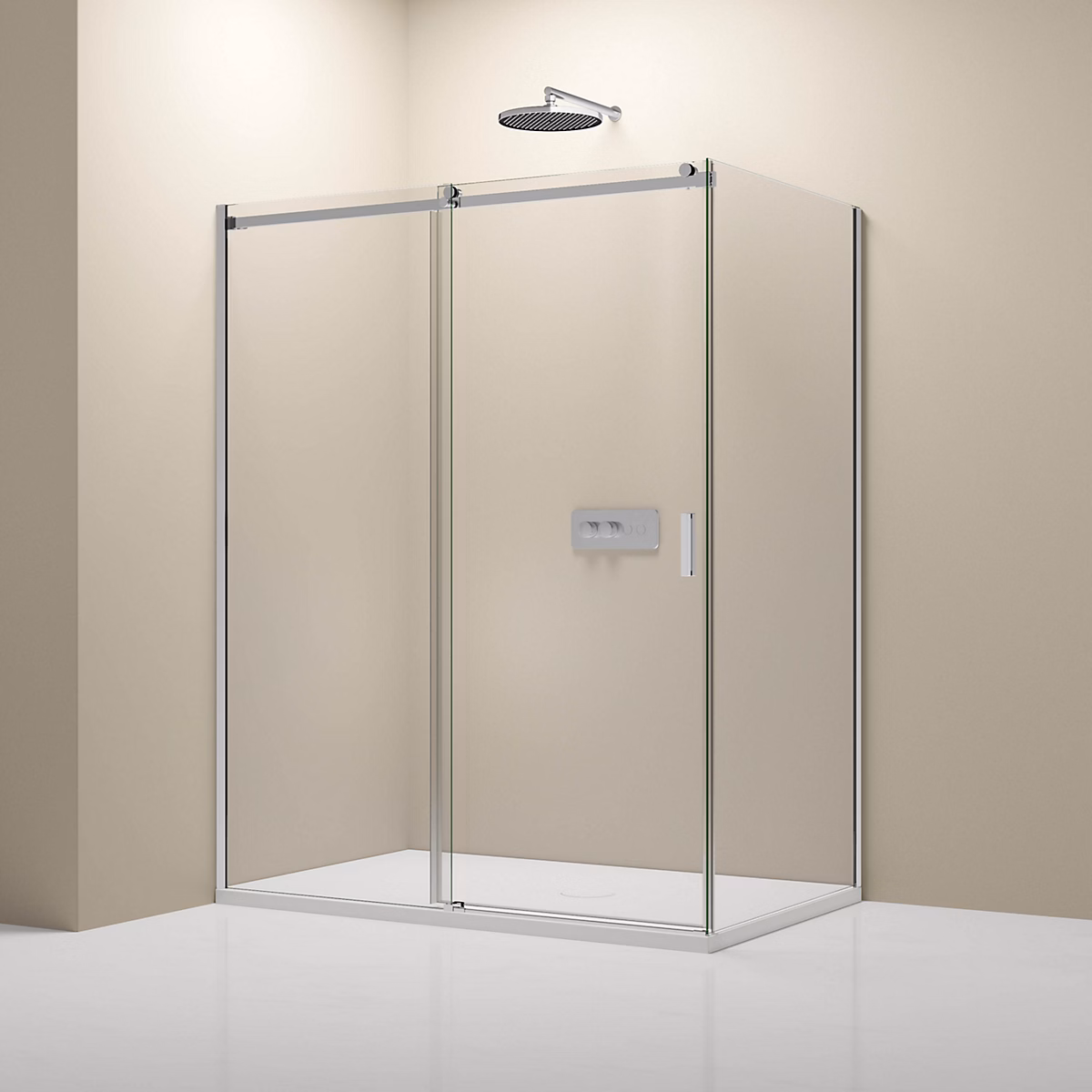 Cabine de douche d'angle – verre clair 8mm, porte coulissante, NT806 FLEX 100 × 90 × 195cm