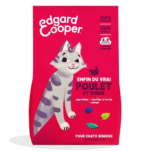 Croquettes pour chat senior au poulet et à la dinde sans céréales Edgard & Cooper - 2 kg