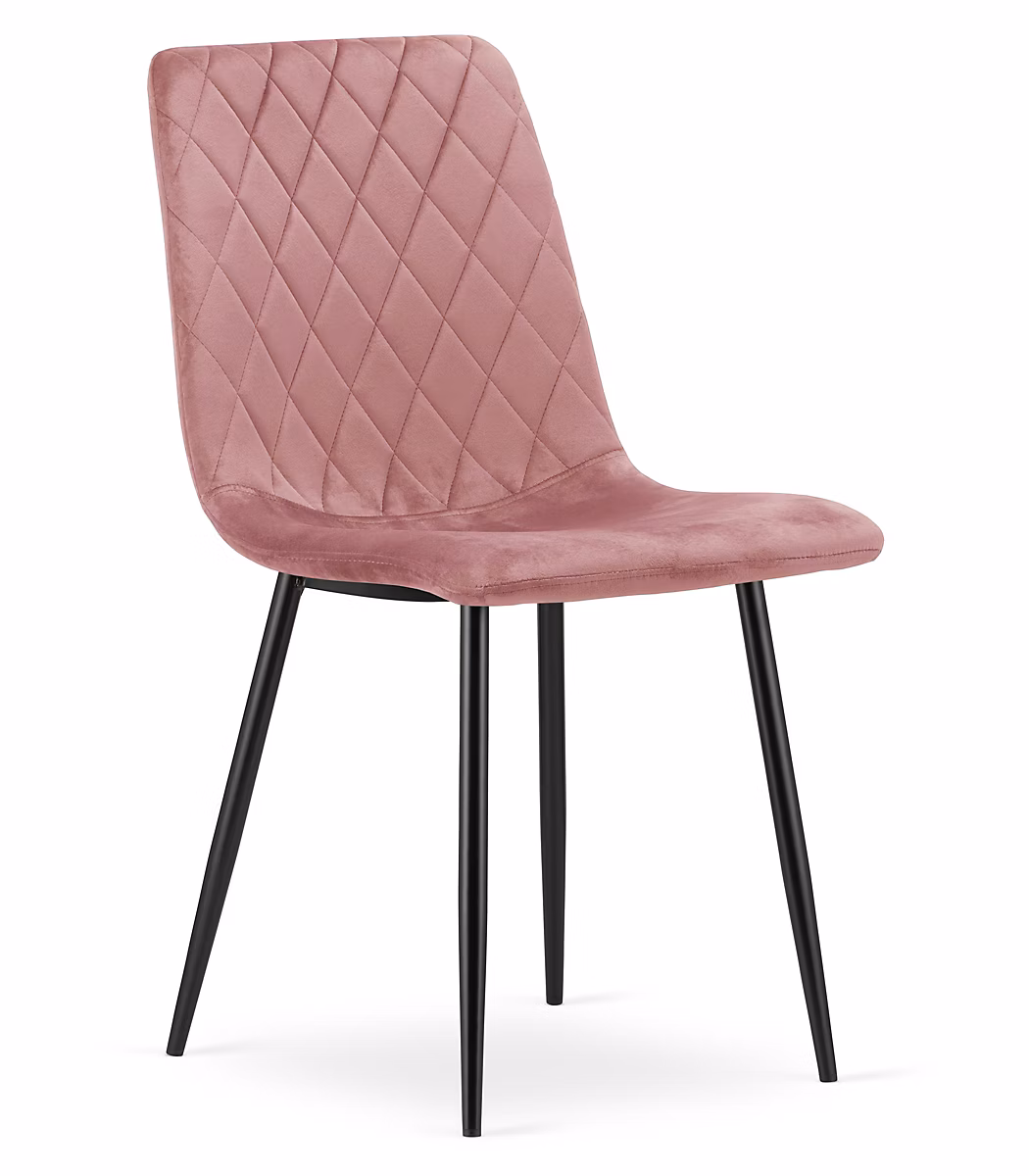 Chaise VALORA TURIN – Velours rose avec pieds noirs x 1