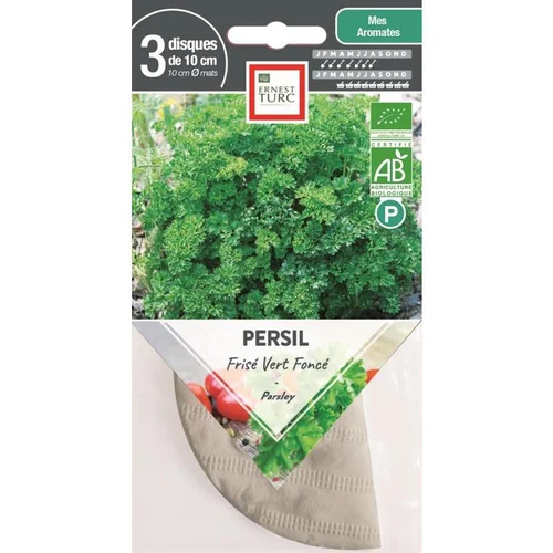 Graines présemées de Persil vert frisé bio Ernest Turc - 3 ronds de 10 cm