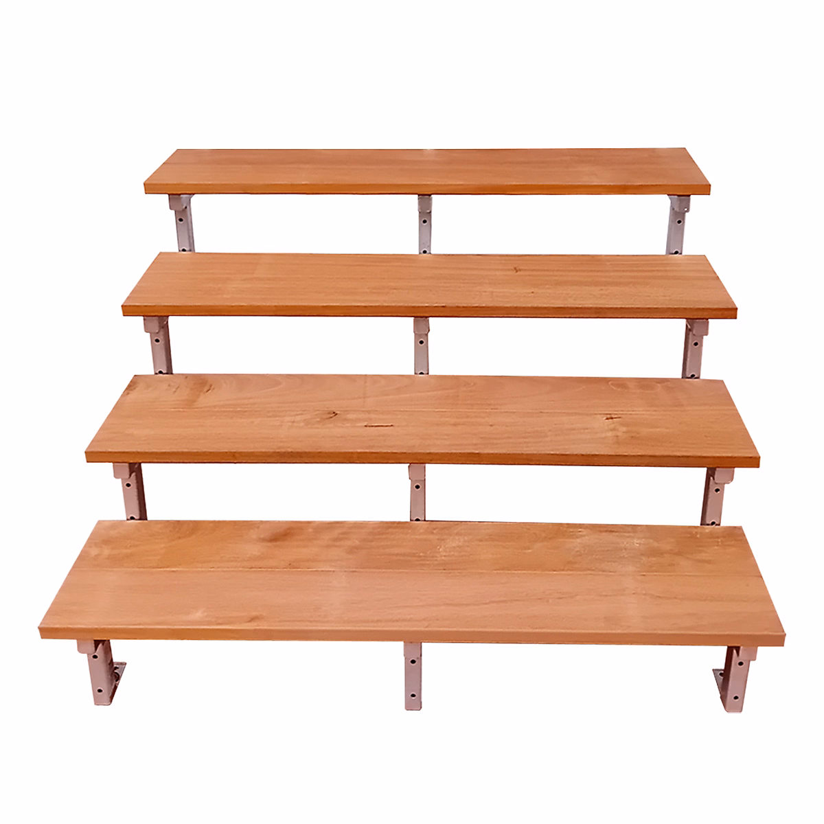 Escalier en acier BALI – 4 marches en bois exotique Bangkirai, Hauteur 71 cm, L 140 cm