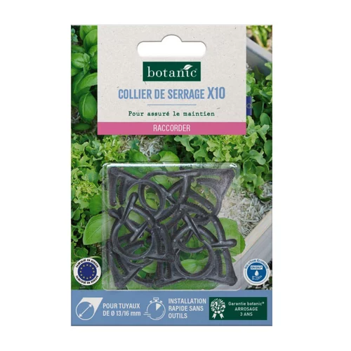 10 colliers de serrage pour tuyau Ø 13/16 mm botanic® - Arrosage goutte à goutte